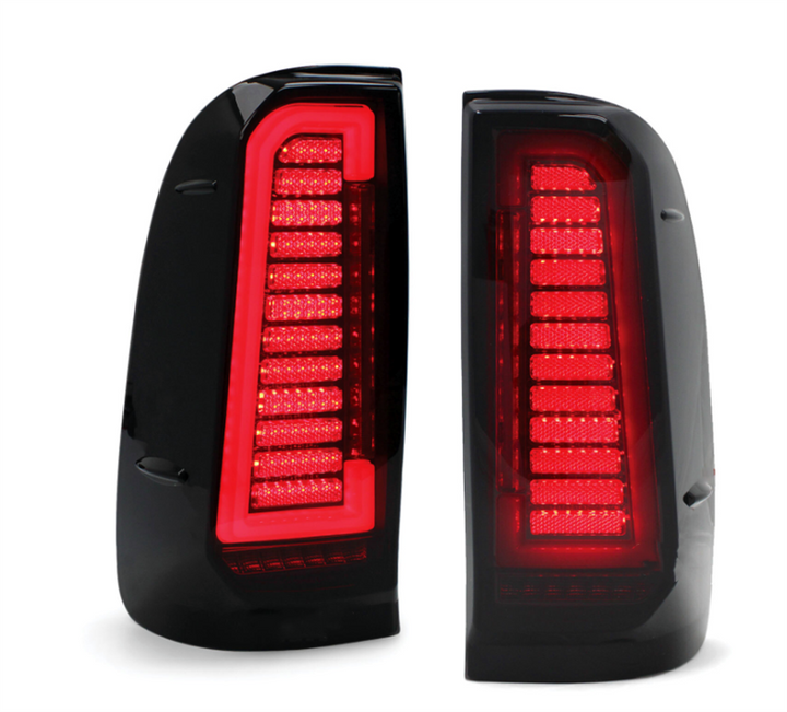 SEQUENTIAL SMOKED BLACK LED LAMP TAIL LIGHTS SUITS TOYOTA HILUX 2005 - 2015