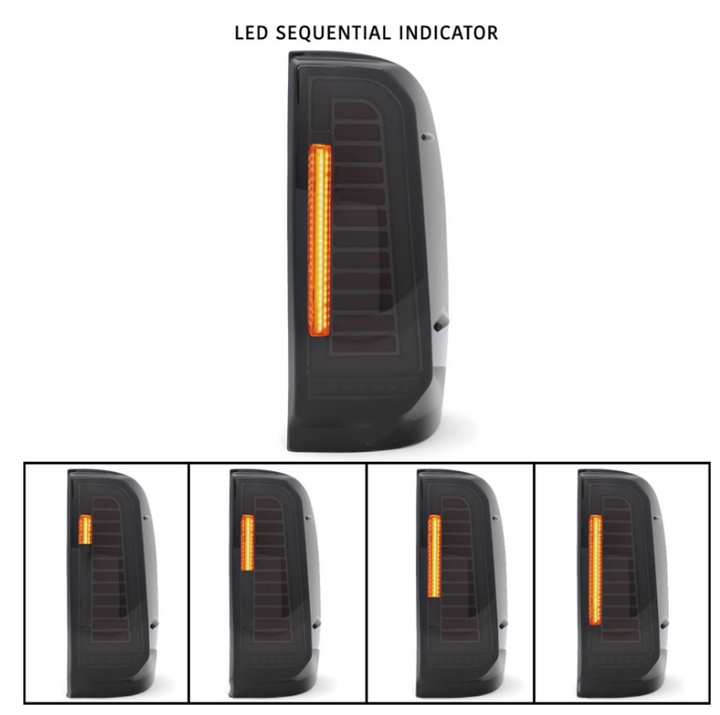 SEQUENTIAL SMOKED BLACK LED LAMP TAIL LIGHTS SUITS TOYOTA HILUX 2005 - 2015