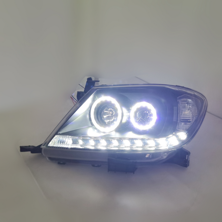 SMOKE LED HEADLIGHTS DRL HALO PROJECTOR LAMP ANGEL EYES FOR TOYOTA HILUX 2008-2015