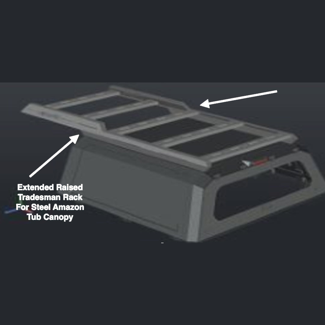 AMAZON TUB CANOPY (GEN 3) RAISED ALUMINIUM EXTENDED TRADESMAN RACK (CLEARANCE SALE)