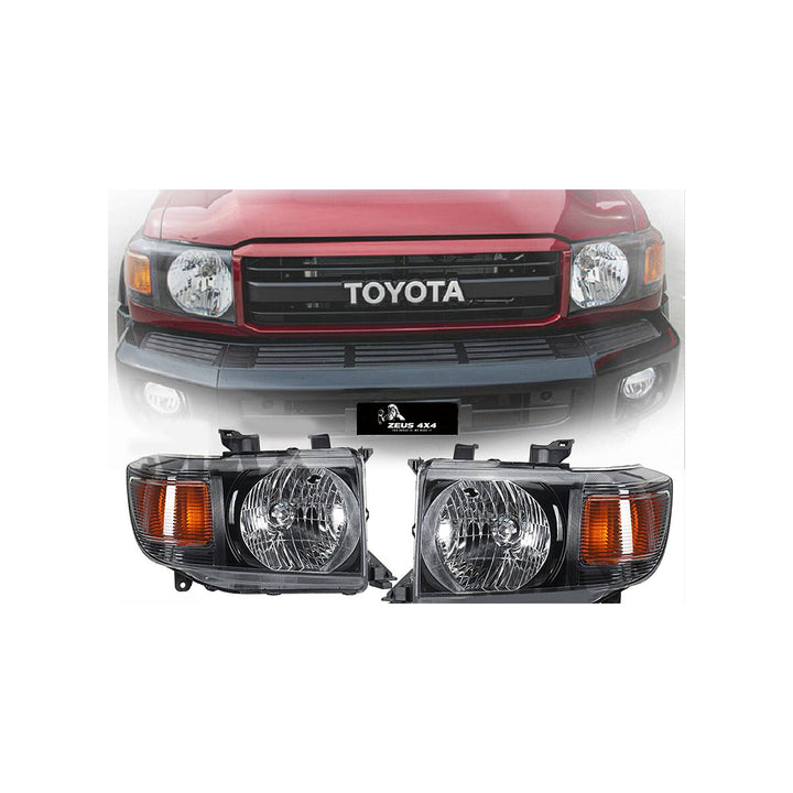 BLACK PAIR OEM HEAD LIGHTS SUITABLE FOR TOYOTA LANDCRUISER 79,78,76 SERIES 2007+ (PRE ORDER)