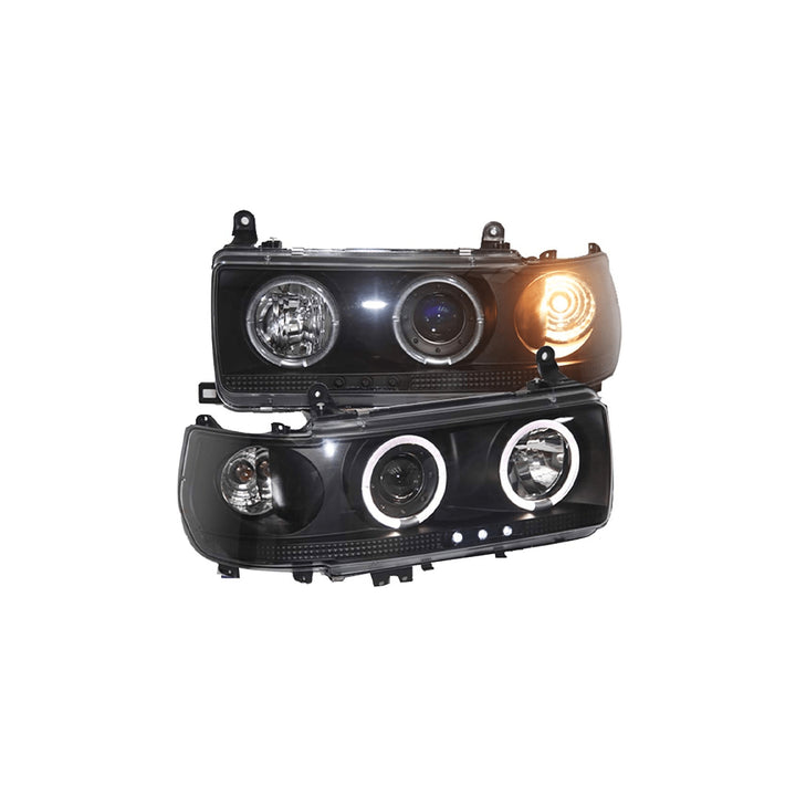 ANGEL LED PAIR OF HEADLIGHT SUITABLE FOR TOYOTA LANDCRUISER 80 SERIES (BLACK)