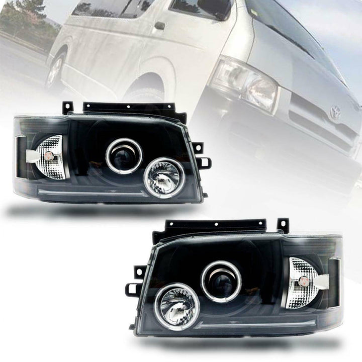 HALO PROJECTOR HEAD LIGHT PAIR SUITABLE FOR TOYOTA HIACE 2005 -2010 (ONLINE ONLY)