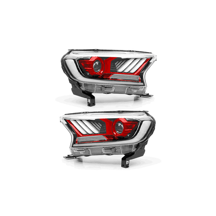 PROJECTOR HEADLIGHT SUITS FORD RANGER 2015+ T7 T8 (INNER RED)