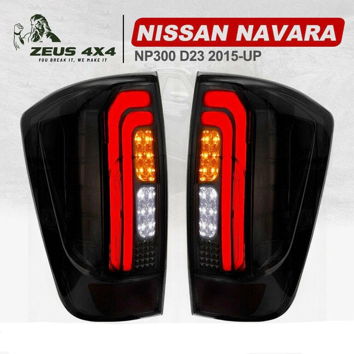 SMOKED LED TAIL LIGHTS SUITS NISSAN NAVARA NP300 2015 - CURRENT (ONLINE ONLY)