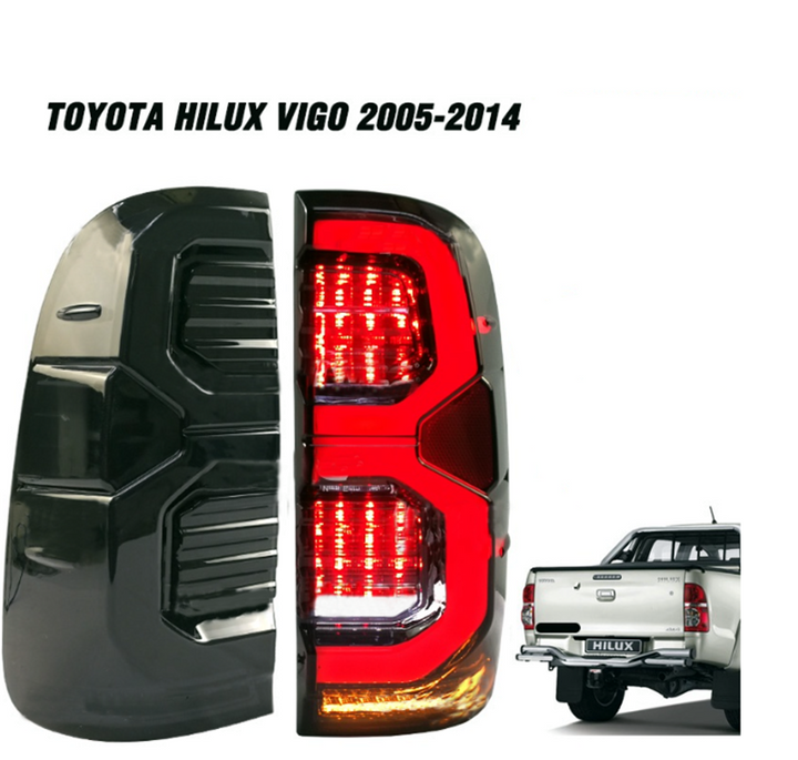 LED SMOKED BLACK REAR TAIL LIGHTS SUITS TOYOTA HILUX 2005-2015