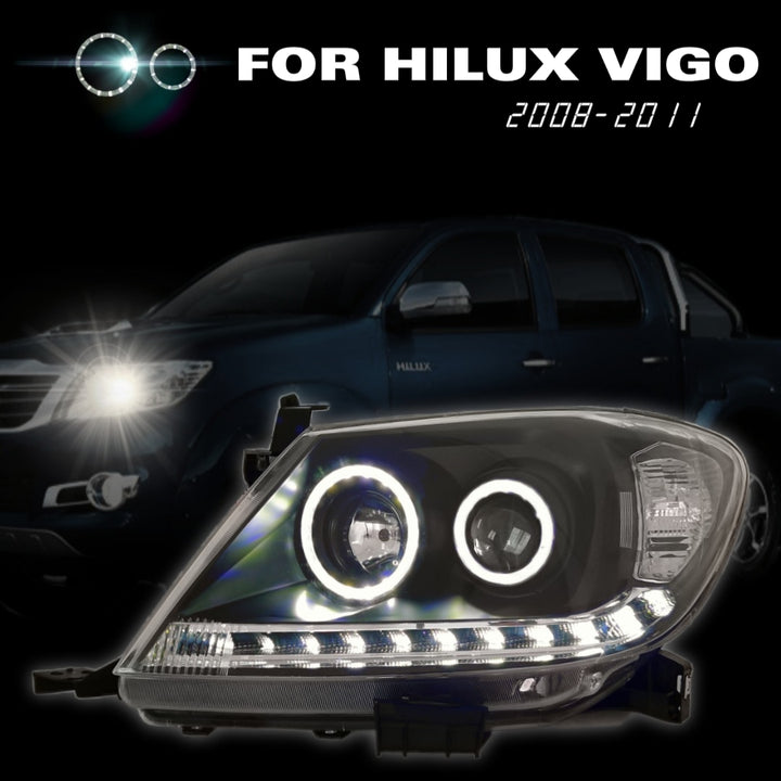 SMOKE LED HEADLIGHTS DRL HALO PROJECTOR LAMP ANGEL EYES FOR TOYOTA HILUX 2008-2015