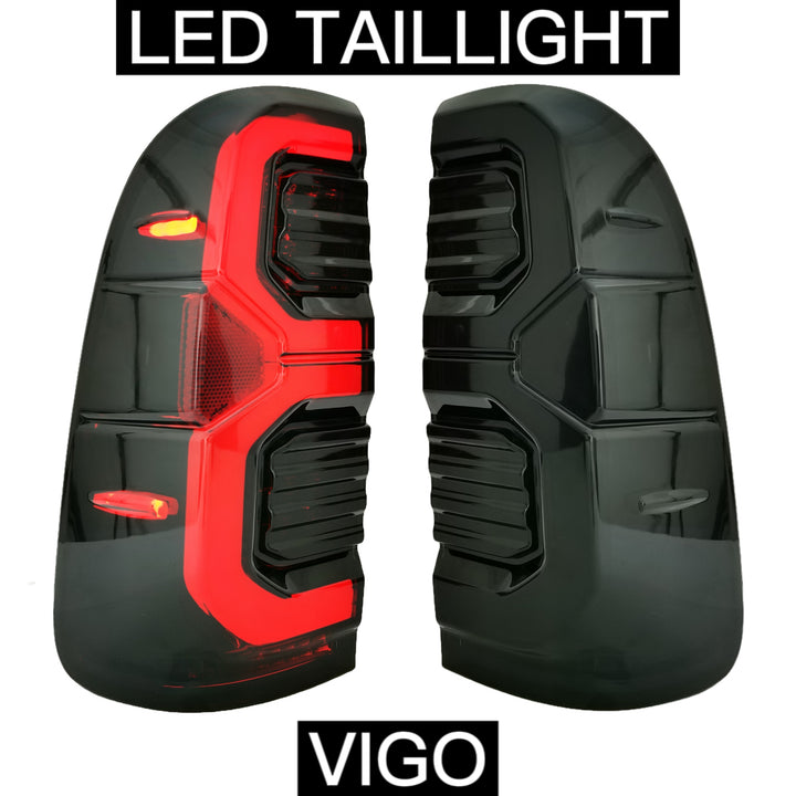 LED SMOKED BLACK REAR TAIL LIGHTS SUITS TOYOTA HILUX 2005-2015